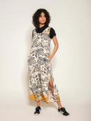 Vestido midi com padronagem e fenda lateral Biamar