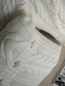 Capa de almofada em algodão com tecimento em tranças e botões Biamar Home