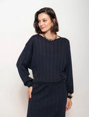 Blusa em algodão com tecimento em tranças, gola canoa e mangas de cava quadrada Biamar