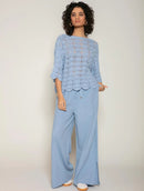 Calça pantalona com bolso faca e cordão ajustável Biamar