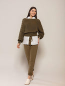 Blusa em algodão com detalhes em tranças e gola canoa Biamar