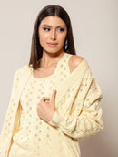 Casaco em algodão com pontos vazados e mangas de cava posta Biamar