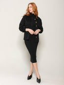 Casaco em algodão com bolsos, botões e mangas de cava quadrada Biamar