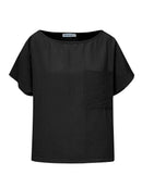 Blusa mullet de gola redonda com bolso e manga curta Biamar