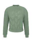 Blusa em algodão com tecimento de folhas  e mangas de cava raglan Biamar