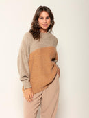 Blusa bicolor com gola redonda e mangas de cava quadrada Biamar