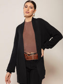 Casaco alongado em algodão com bolsos e mangas de cava quadrada Biamar