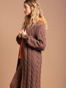 Casaco alongado em algodão com tecimento em tranças e mangas de cava quadrada Biamar