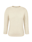 Blusa canelada com tranças, gola redonda e mangas de cava posta Biamar