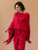 Capa mullet assimétrica com gola canoa e franjas Urbanity