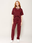 Calça reta em algodão com cordão ajustável logomarca nas laterais Biamar