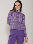 Blusa em padronagem xadrez com gola média e mangas de cava quadrada Urbanity