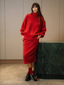 Blusa canelada com gola removível e mangas bufantes  de cava quadrada Biamar