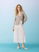 Casaco em pontos vazados com botões e acabamento ondulado Biamar