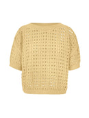 Blusa em algodão com pontos vazados e gola canoa Biamar