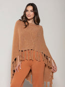 Capa mullet assimétrica com gola canoa e franjas Urbanity