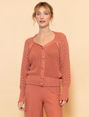 Casaco em algodão com botões e mangas em pontos vazados de cava raglan Urbanity