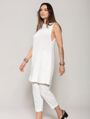 Vestido evasê em algodão com gola redonda e alças largas Urbanity