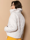 Jaqueta reversível com pele fake, bolsos e mangas de cava posta Biamar