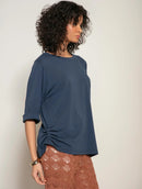 Blusa manga curta com drapeado lateral Biamar