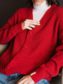 Casaco em fio pluma com padronagem poá e mangas de cava quadrada Biamar