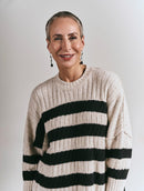 Blusa alongada com padronagem em listras e gola redonda Biamar