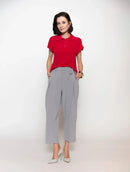 Blusa canelada gola polo com botões e manga curta Biamar