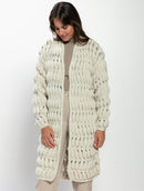 Casaco alongado em ponto bolha com mangas de cava quadrada Biamar