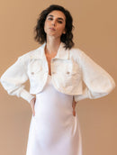 Jaqueta cropped em algodão com botões e mangas de cava posta Urbanity