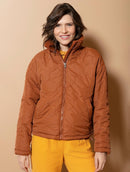 Jaqueta reversível com pele fake, bolsos e mangas de cava posta Biamar