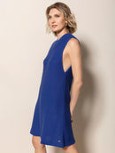 Vestido evasê em algodão com gola redonda e alças largas Urbanity