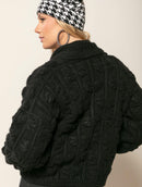 Casaco em ponto laço com mangas bufantes e sem fechamento frontal Biamar