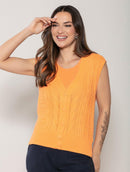 Colete em algodão com tecimento em tranças e botões Urbanity