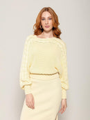 Blusa em algodão com detalhes em tranças e gola canoa Biamar