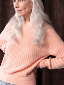 Blusa canelada em fio pluma com gola redonda e mangas de cava raglan Biamar