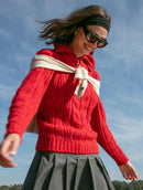 Blusa com tecimento em tranças, zíper e manga com com cava posta aBenção