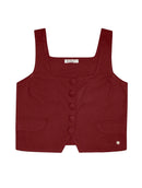 Regata com decote quadrado, recorte frontal e botões Biamar