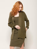 Casaco alongado em algodão com bolsos e mangas de cava quadrada Biamar