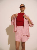 Camisa com padronagem em listras e fendas laterais Biamar