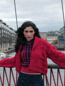 Casaco em ponto laço com mangas bufantes e sem fechamento frontal Biamar