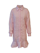 Vestido com padronagem em listras, botões e babados Urbanity