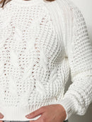 Blusa em algodão com tecimento de folhas  e mangas de cava raglan Biamar