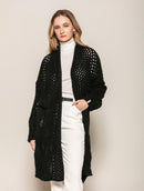 Casaco alongado vazado com mangas de cava quadrada e sem fechamento frontal Biamar