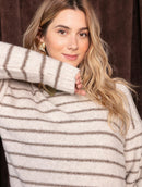 Blusa mullet com padronagem em listras, gola redonda e mangas de cava quadrada Biamar