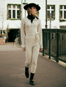 Macacão com tecimento em tranças, cinto e fechamento frontal Biamar