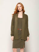 Casaco alongado em algodão com bolsos e mangas de cava quadrada Biamar