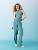 Calça reta com bolsos e botões Biamar