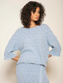 Blusa em algodão com trama detalhada e barra ondulada Biamar