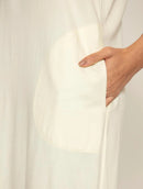 Vestido midi com bolsos e babado Biamar