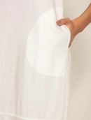 Vestido midi com bolsos e babado Biamar